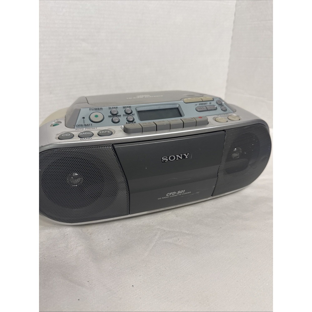 Sony CFD-S01 CD Radio Cassette Boombox Player Mega Bass Tested Works